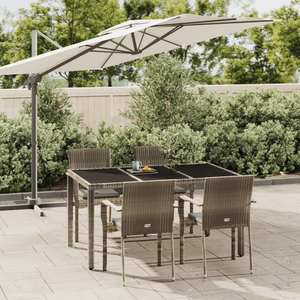Set da Pranzo da Giardino 5 pz con Cuscini in Polyrattan Grigio | homemem39