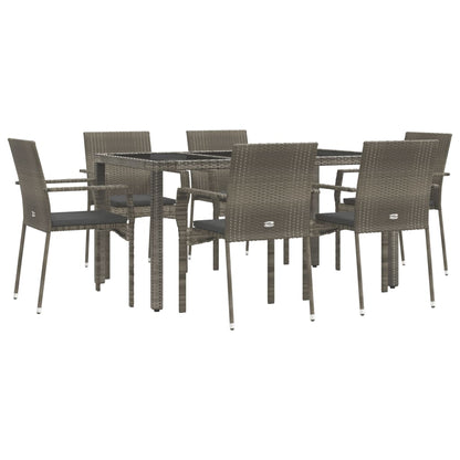 Set da Pranzo da Giardino 7 pz con Cuscini in Polyrattan Grigio | homemem39