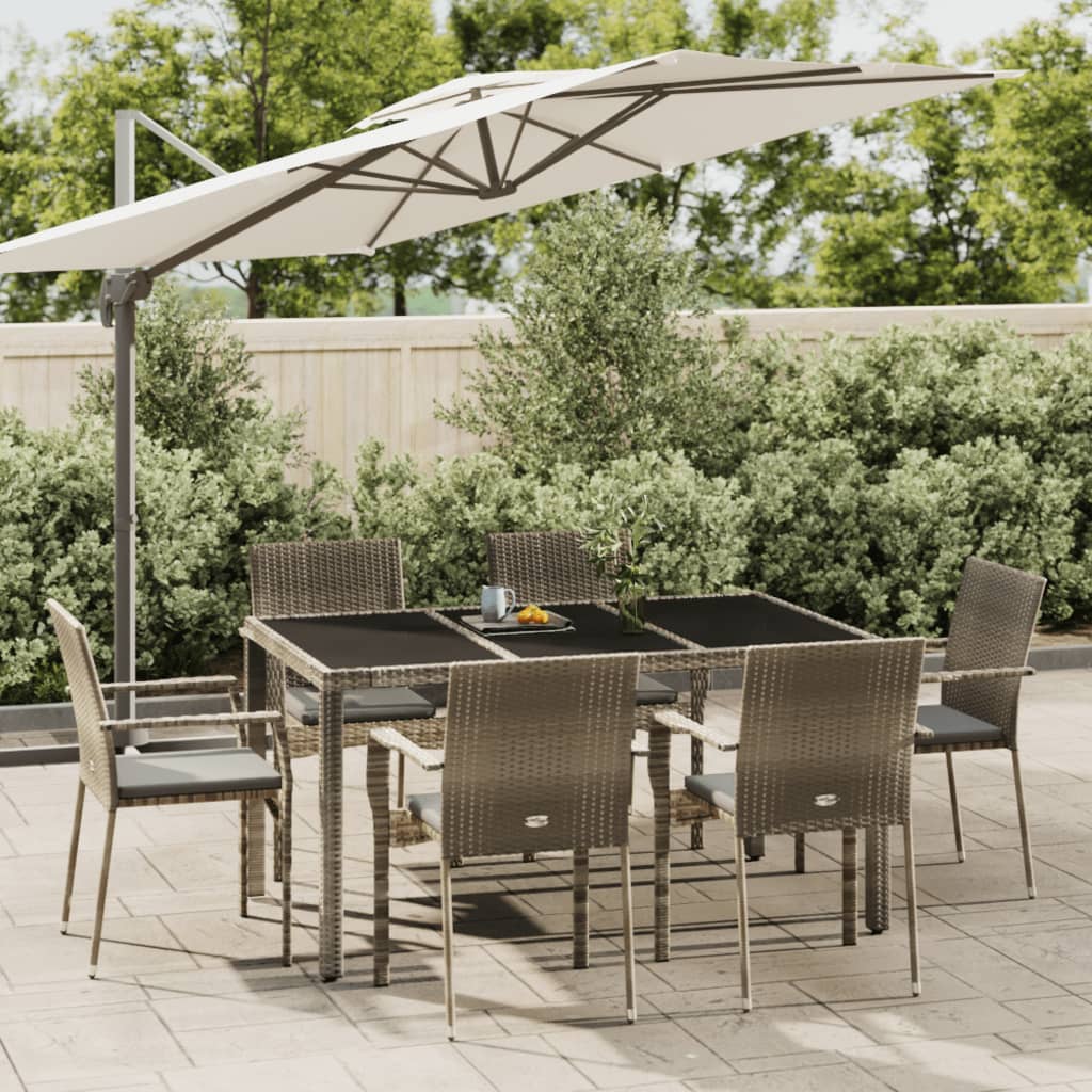 Set da Pranzo da Giardino 7 pz con Cuscini in Polyrattan Grigio | homemem39