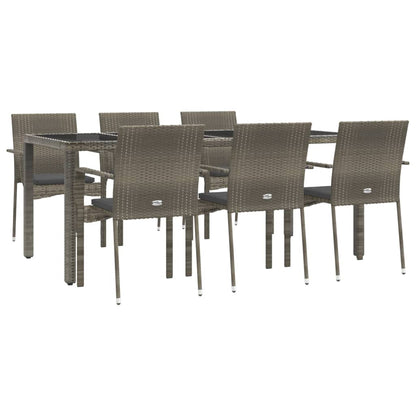 Set da Pranzo da Giardino 7 pz con Cuscini in Polyrattan Grigio - homemem39