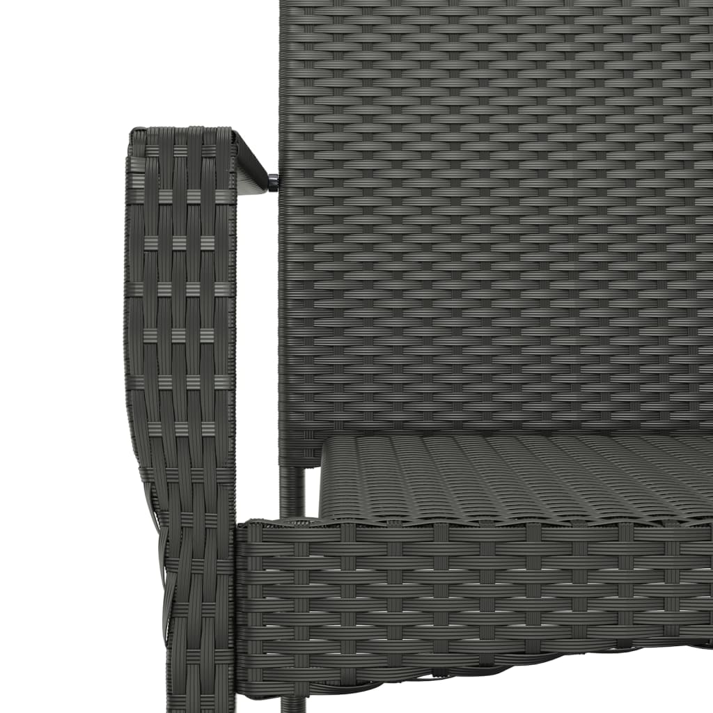 Set da Pranzo da Giardino 3 pz con Cuscini Nero in Polyrattan | homemem39