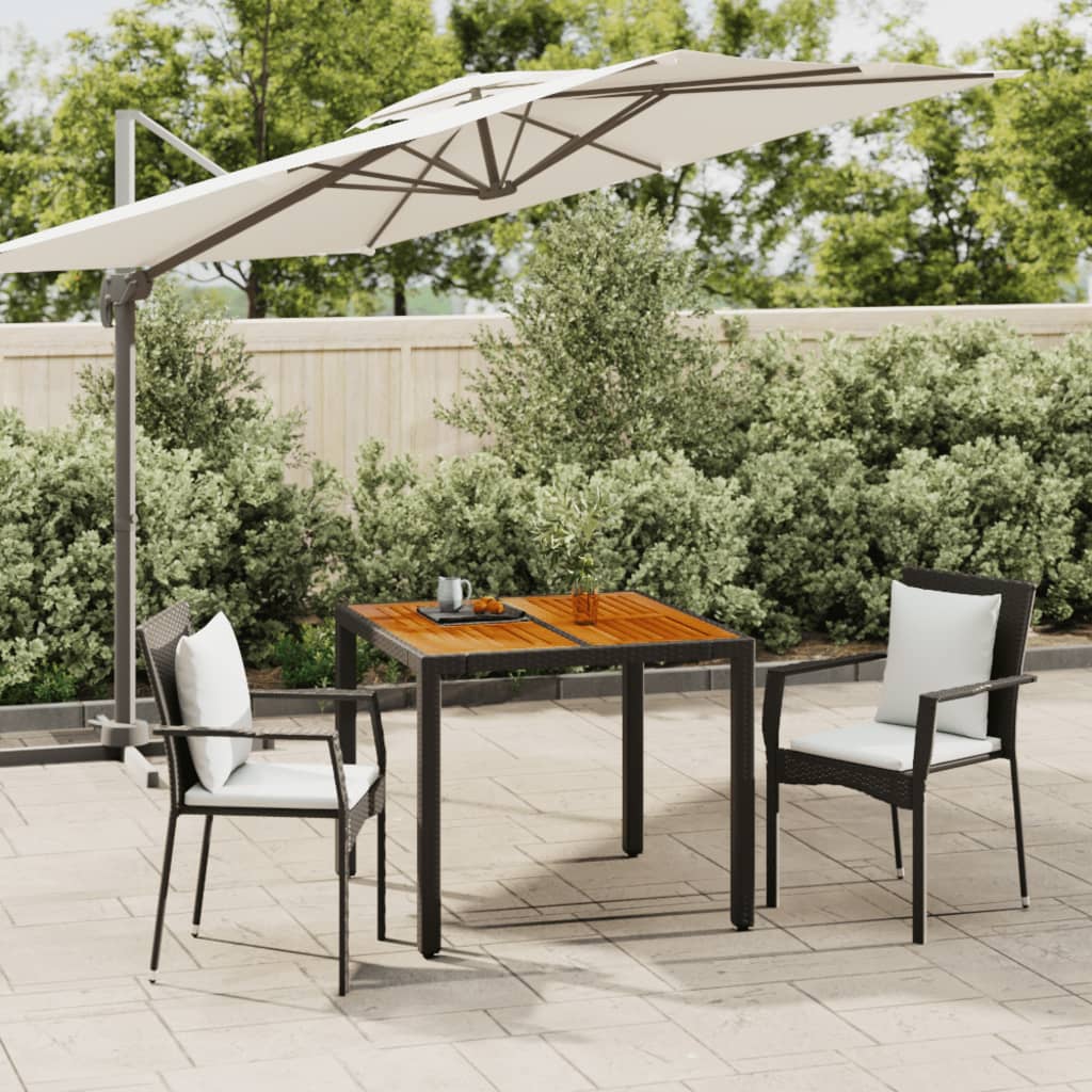 Set da Pranzo da Giardino 3 pz con Cuscini Nero in Polyrattan - homemem39