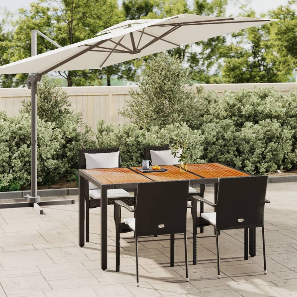Set da Pranzo da Giardino 5 pz Nero con Cuscini in Polyrattan | homemem39