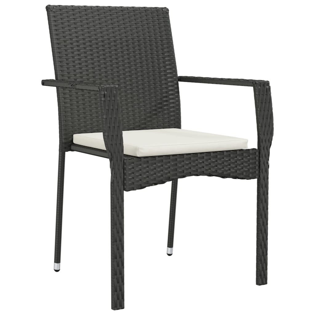 Set da Pranzo da Giardino 7 pz Nero con Cuscini in Polyrattan - homemem39