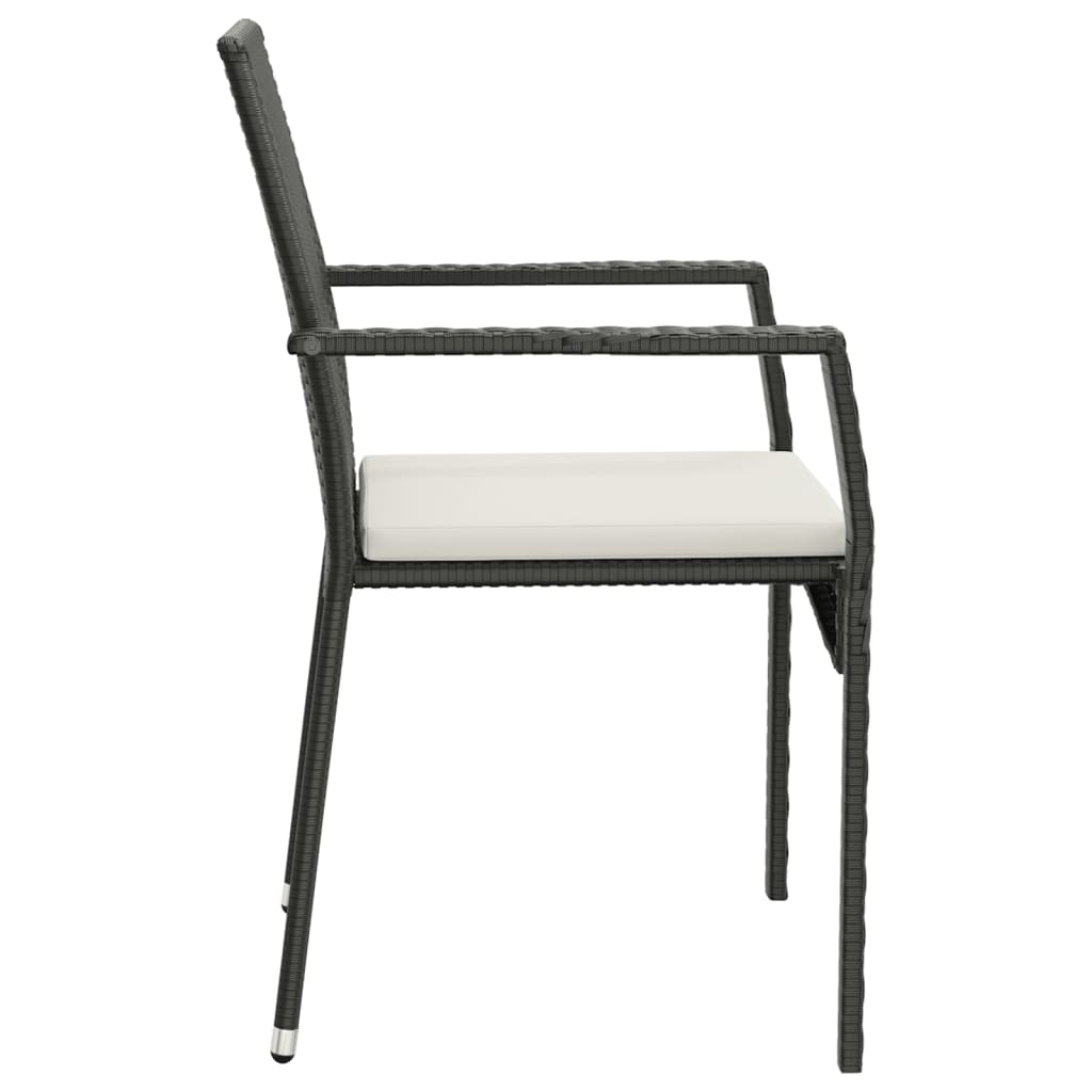 Set da Pranzo da Giardino 7 pz Nero con Cuscini in Polyrattan | homemem39