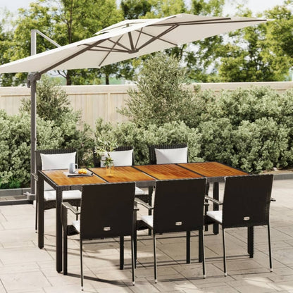 Set da Pranzo da Giardino 7 pz Nero con Cuscini in Polyrattan | homemem39