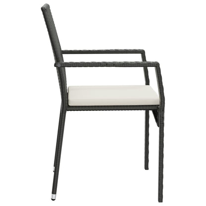 Set da Pranzo da Giardino 9 pz con Cuscini Nero in Polyrattan | homemem39