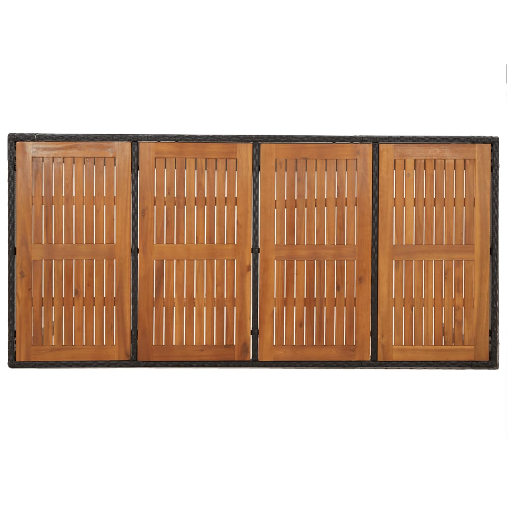 Set da Pranzo da Giardino 9 pz con Cuscini Nero in Polyrattan | homemem39