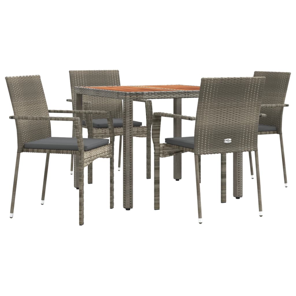 Set da Pranzo da Giardino 5 pz con Cuscini in Polyrattan Grigio - homemem39