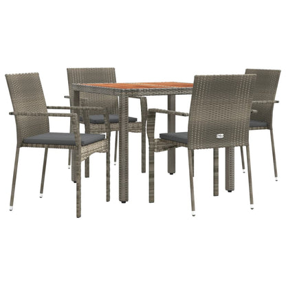Set da Pranzo da Giardino 5 pz con Cuscini in Polyrattan Grigio - homemem39