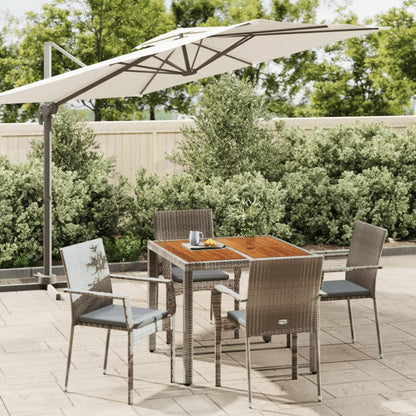 Set da Pranzo da Giardino 5 pz con Cuscini in Polyrattan Grigio - homemem39