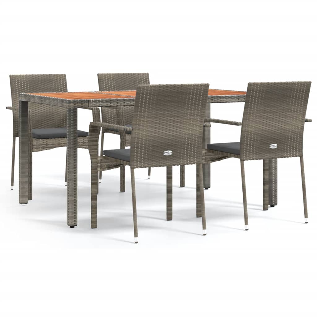Set da Pranzo da Giardino 5 pz con Cuscini in Polyrattan Grigio - homemem39