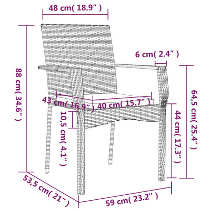 Set da Pranzo da Giardino 5 pz con Cuscini in Polyrattan Grigio - homemem39