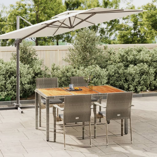 Set da Pranzo da Giardino 5 pz con Cuscini in Polyrattan Grigio - homemem39