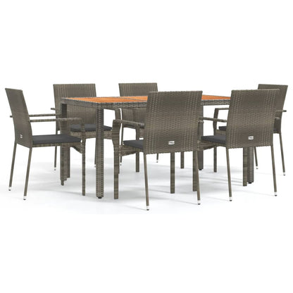 Set da Pranzo da Giardino 7 pz con Cuscini in Polyrattan Grigio | homemem39