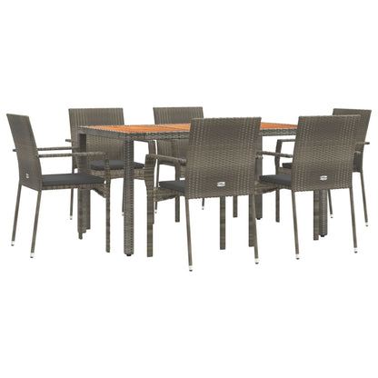 Set da Pranzo da Giardino 7 pz con Cuscini in Polyrattan Grigio - homemem39