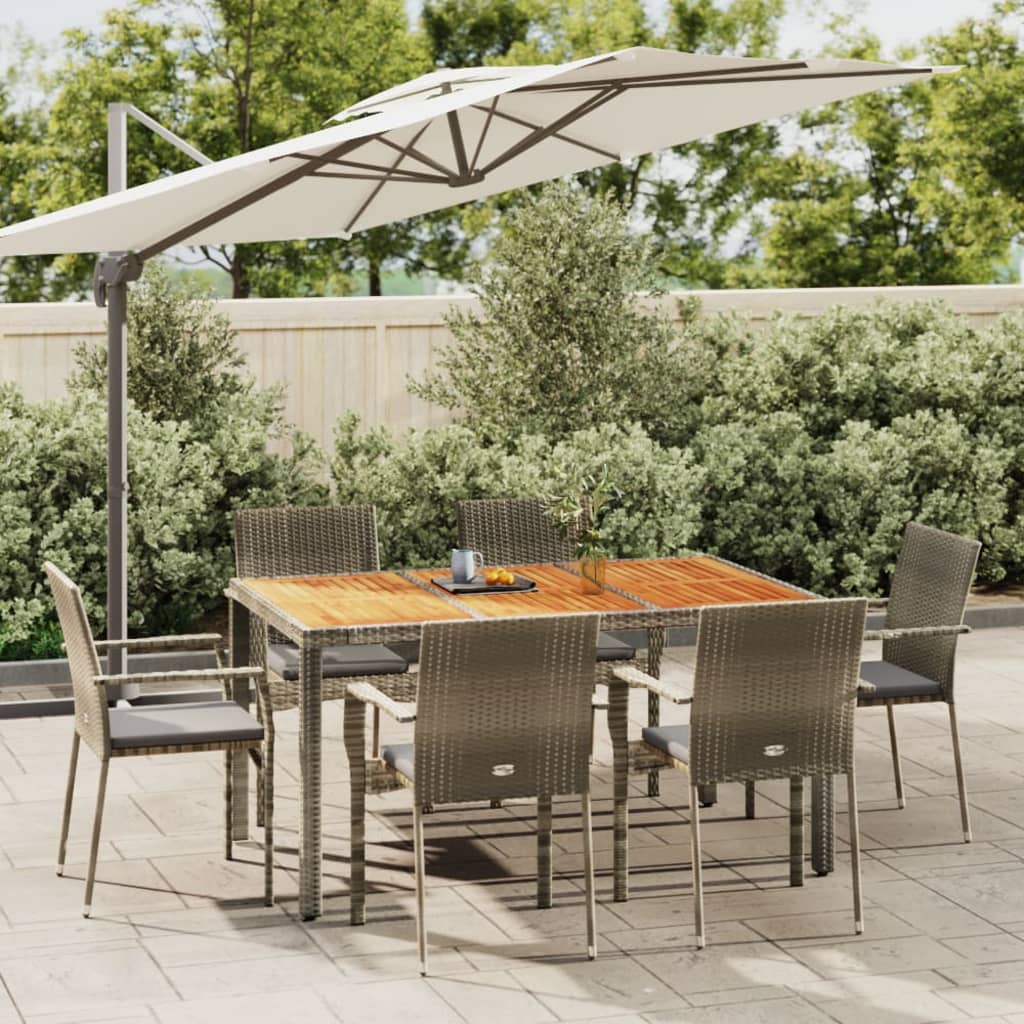 Set da Pranzo da Giardino 7 pz con Cuscini in Polyrattan Grigio | homemem39