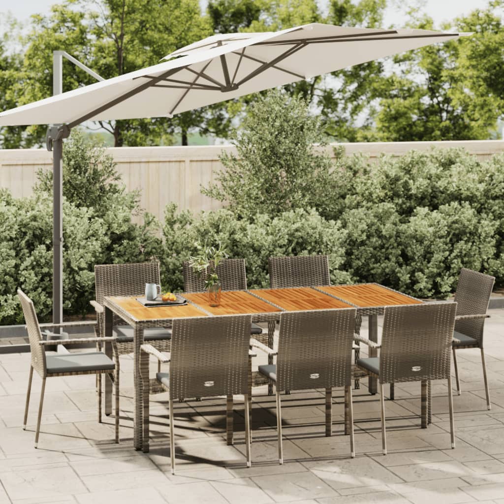 Set da Pranzo da Giardino 9 pz con Cuscini in Polyrattan Grigio | homemem39