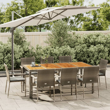 Set da Pranzo da Giardino 9 pz con Cuscini in Polyrattan Grigio | homemem39