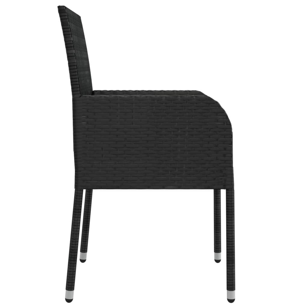 Set da Pranzo da Giardino 9 pz con Cuscini Nero in Polyrattan | homemem39