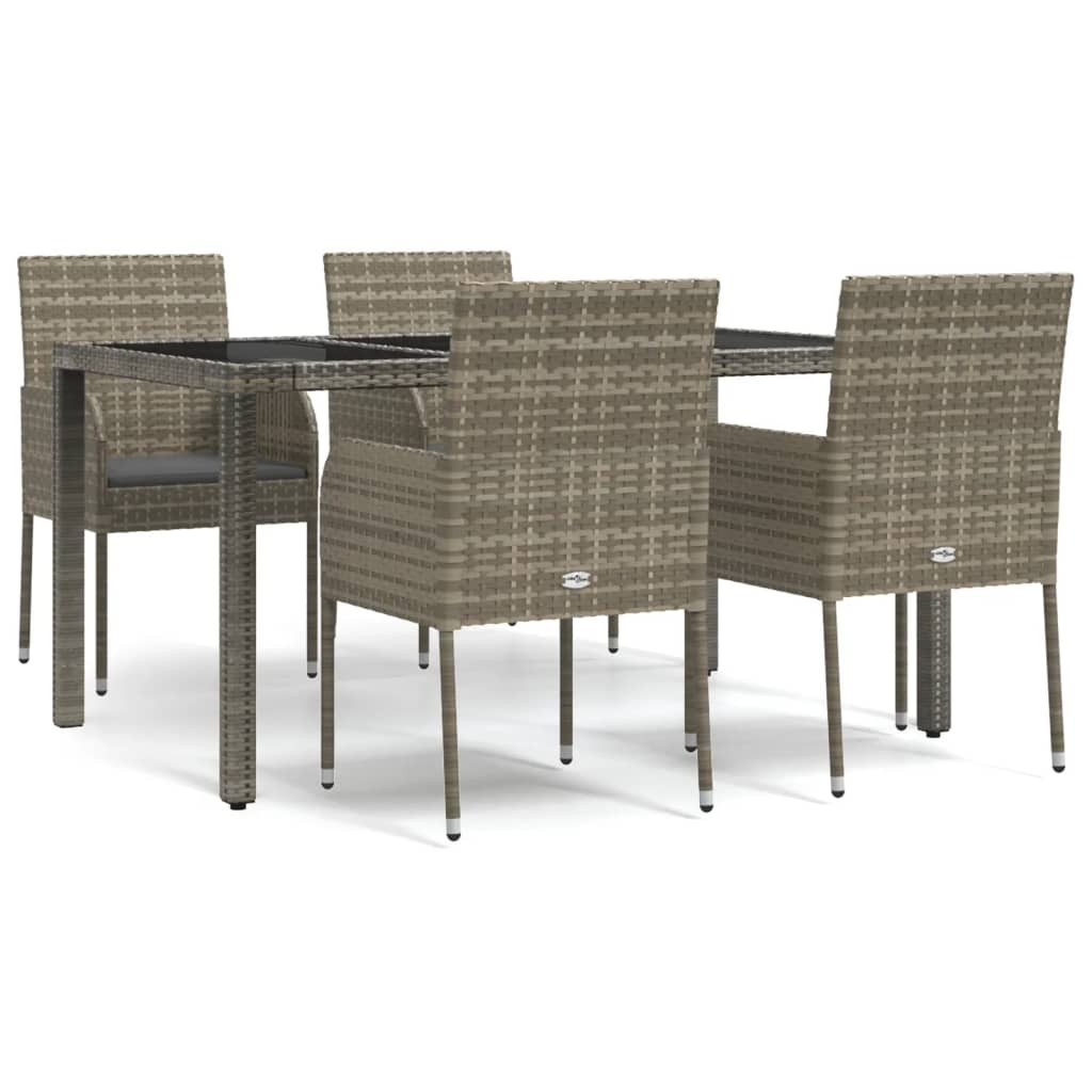 Set da Pranzo da Giardino 5 pz con Cuscini in Polyrattan Grigio | homemem39
