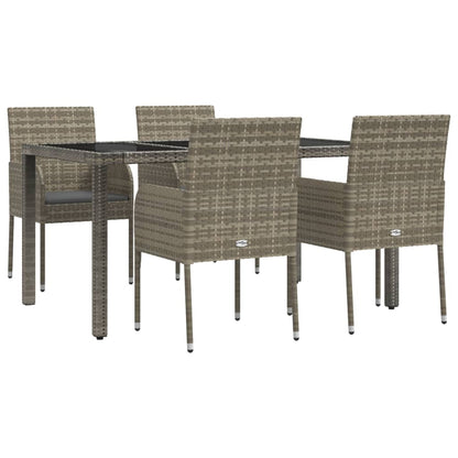 Set da Pranzo da Giardino 5 pz con Cuscini in Polyrattan Grigio - homemem39