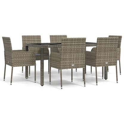 Set da Pranzo da Giardino 7 pz con Cuscini in Polyrattan Grigio - homemem39