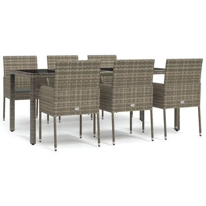 Set da Pranzo da Giardino 7 pz con Cuscini in Polyrattan Grigio | homemem39