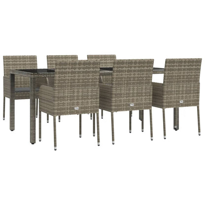 Set da Pranzo da Giardino 7 pz con Cuscini in Polyrattan Grigio | homemem39