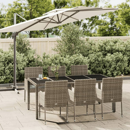 Set da Pranzo da Giardino 7 pz con Cuscini in Polyrattan Grigio | homemem39