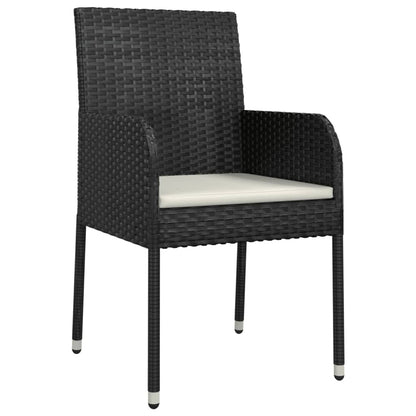 Set da Pranzo da Giardino 9 pz con Cuscini Nero in Polyrattan | homemem39