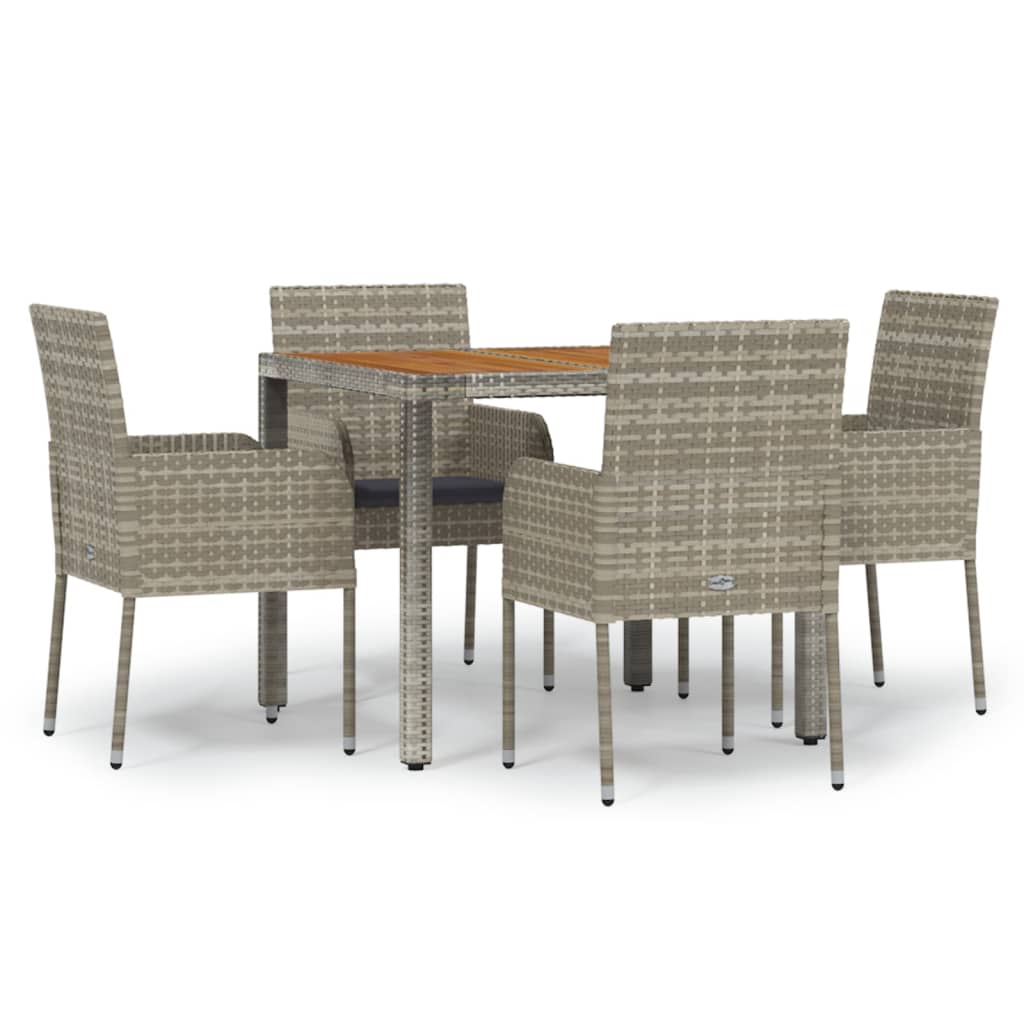 Set da Pranzo da Giardino 5 pz con Cuscini in Polyrattan Grigio - homemem39