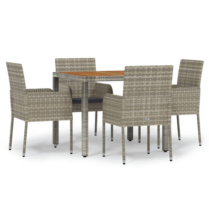 Set da Pranzo da Giardino 5 pz con Cuscini in Polyrattan Grigio - homemem39