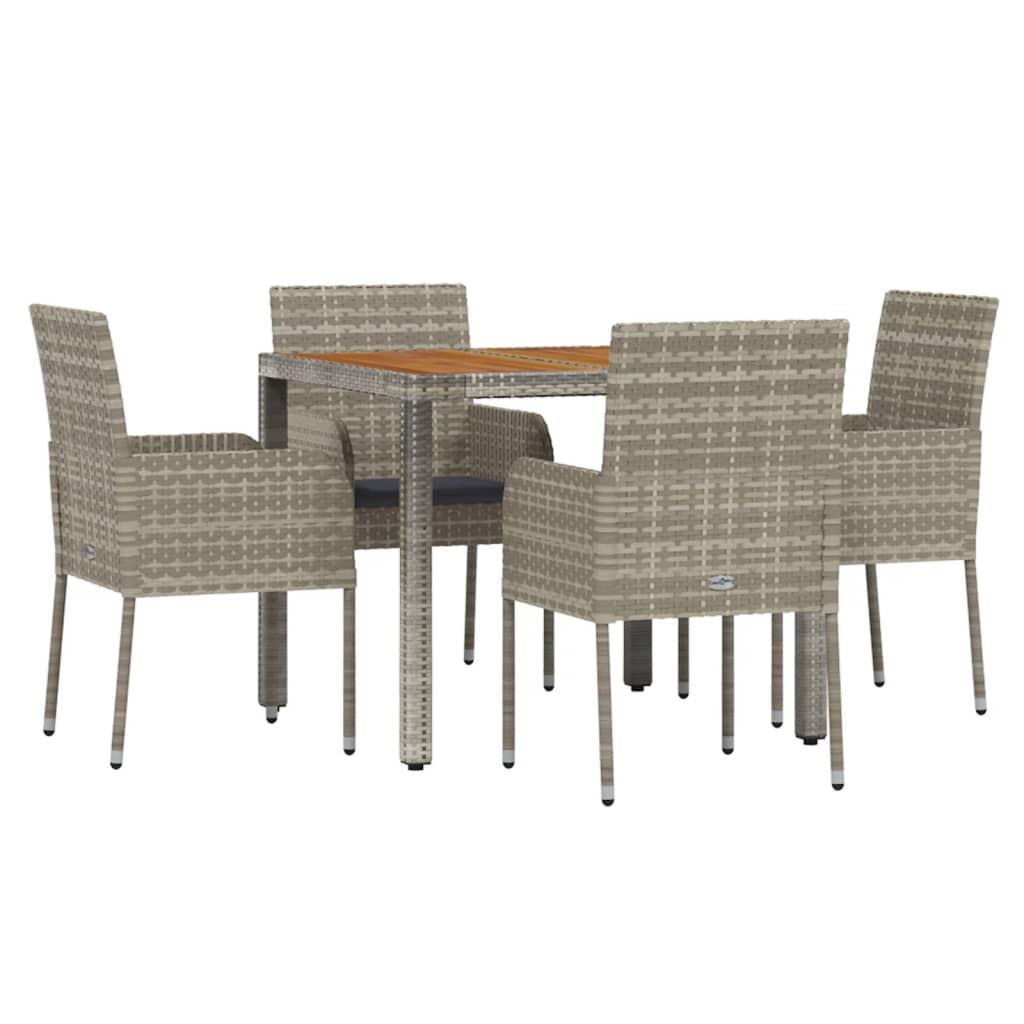 Set da Pranzo da Giardino 5 pz con Cuscini in Polyrattan Grigio - homemem39