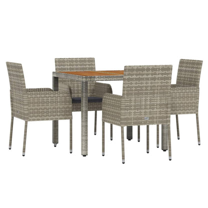 Set da Pranzo da Giardino 5 pz con Cuscini in Polyrattan Grigio - homemem39