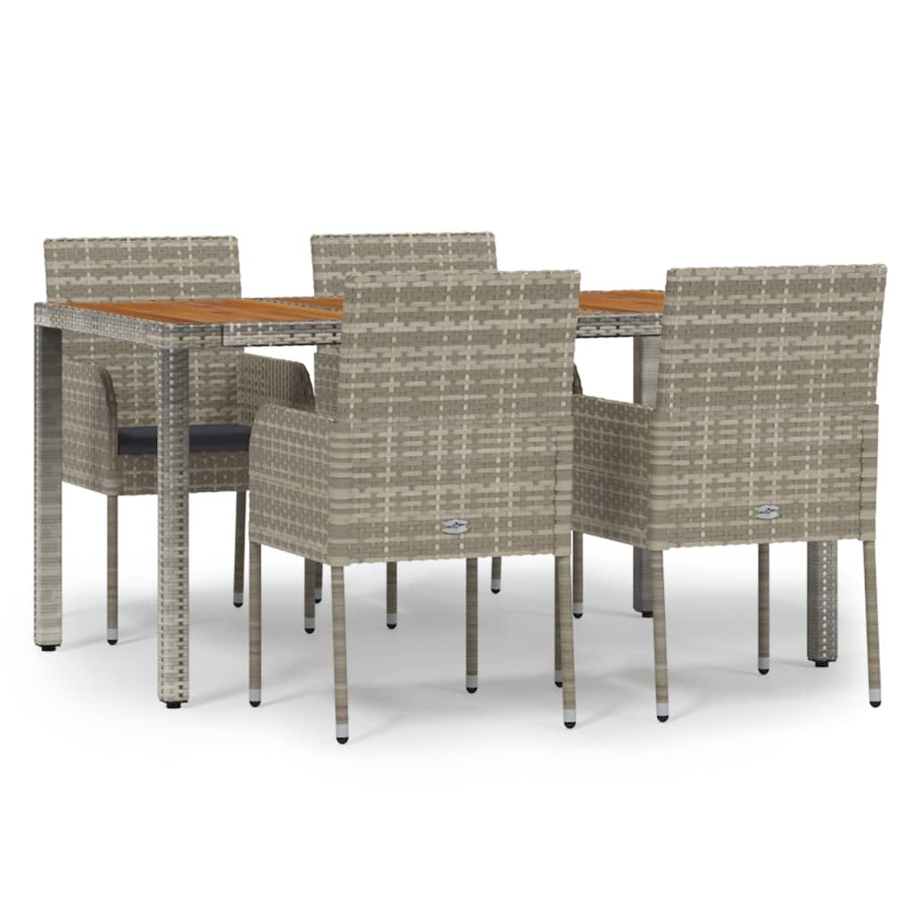 Set da Pranzo da Giardino 5 pz con Cuscini in Polyrattan Grigio | homemem39
