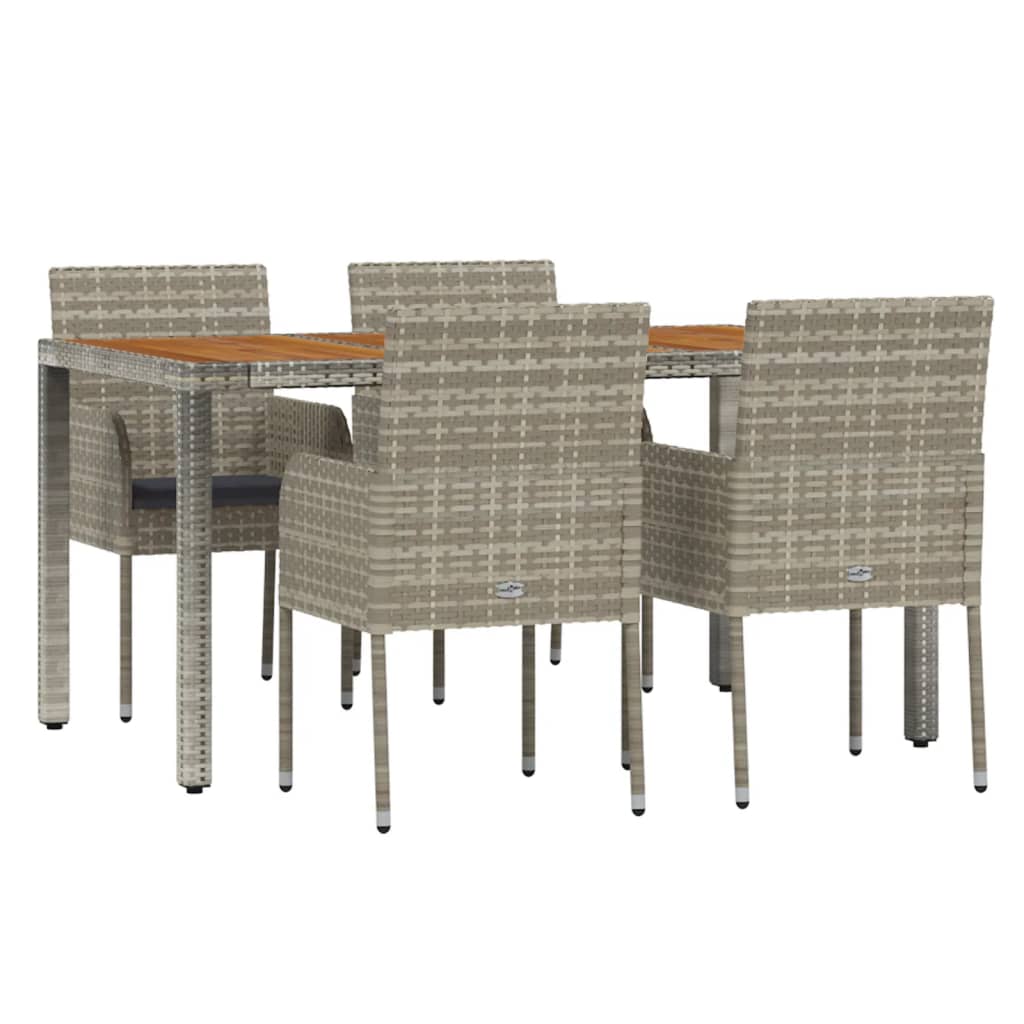 Set da Pranzo da Giardino 5 pz con Cuscini in Polyrattan Grigio | homemem39