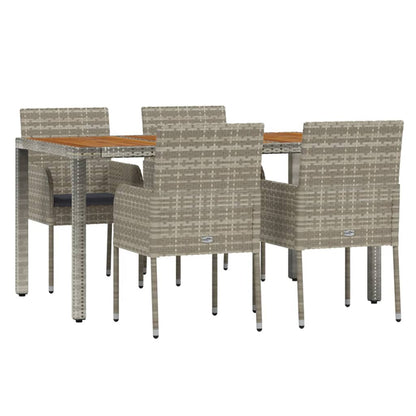 Set da Pranzo da Giardino 5 pz con Cuscini in Polyrattan Grigio - homemem39