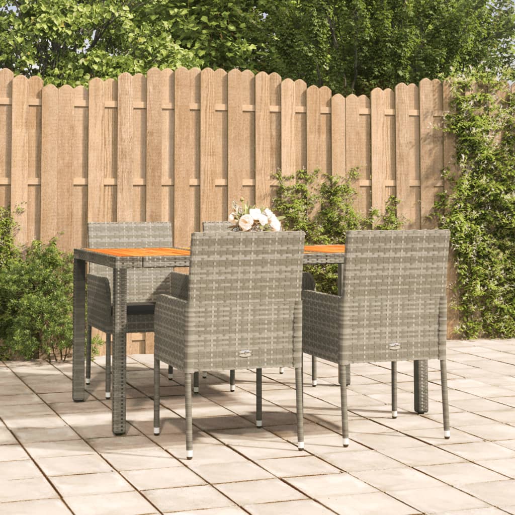 Set da Pranzo da Giardino 5 pz con Cuscini in Polyrattan Grigio - homemem39