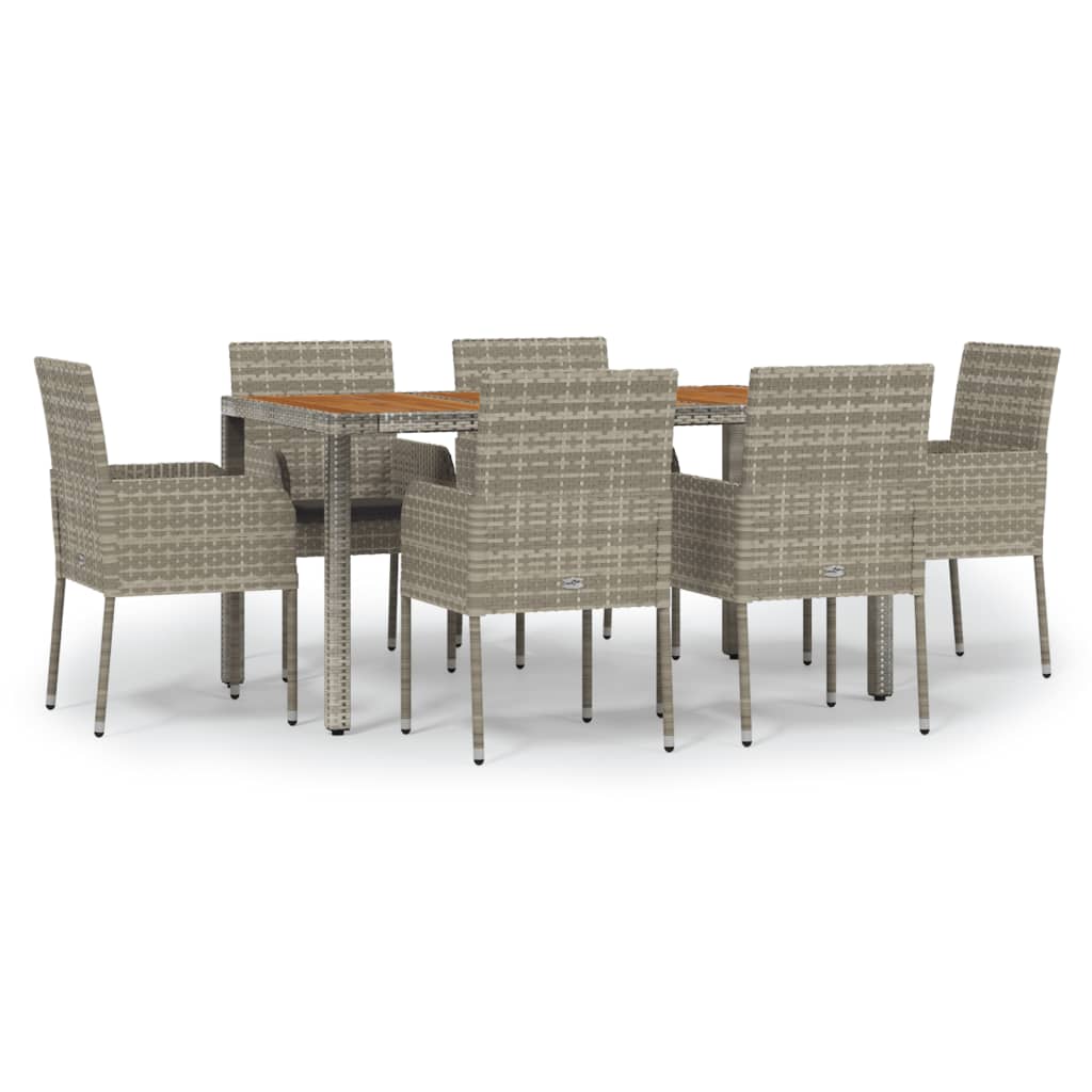 Set da Pranzo da Giardino 7 pz con Cuscini in Polyrattan Grigio | homemem39