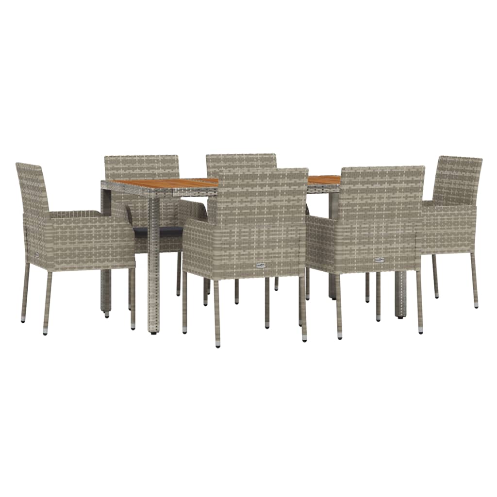 Set da Pranzo da Giardino 7 pz con Cuscini in Polyrattan Grigio | homemem39
