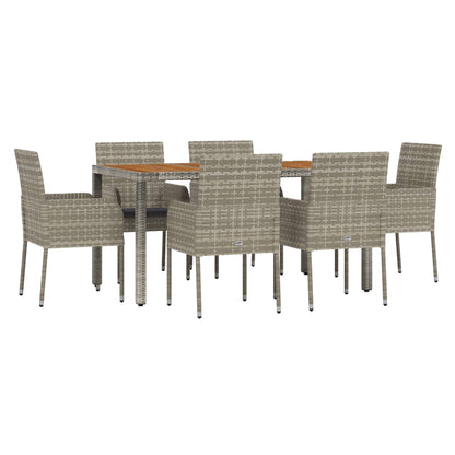 Set da Pranzo da Giardino 7 pz con Cuscini in Polyrattan Grigio | homemem39