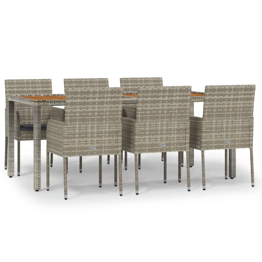 Set da Pranzo da Giardino 7 pz con Cuscini in Polyrattan Grigio | homemem39
