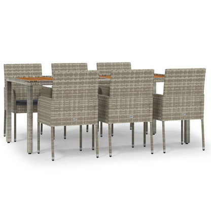Set da Pranzo da Giardino 7 pz con Cuscini in Polyrattan Grigio | homemem39