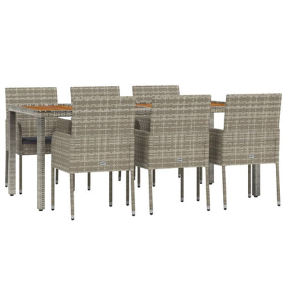 Set da Pranzo da Giardino 7 pz con Cuscini in Polyrattan Grigio | homemem39