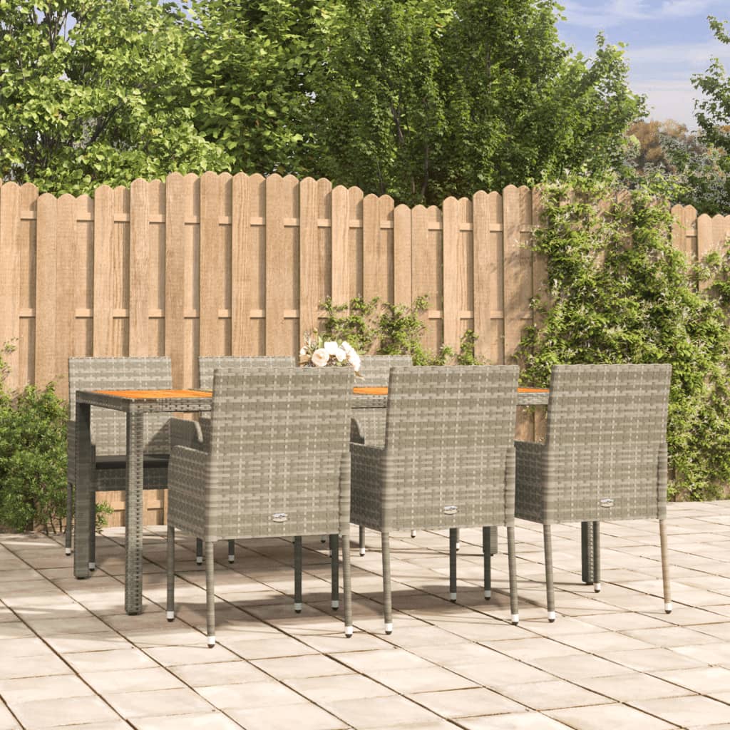 Set da Pranzo da Giardino 7 pz con Cuscini in Polyrattan Grigio | homemem39