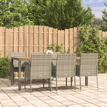 Set da Pranzo da Giardino 7 pz con Cuscini in Polyrattan Grigio | homemem39