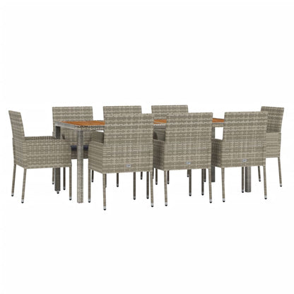 Set da Pranzo da Giardino 9 pz con Cuscini in Polyrattan Grigio | homemem39