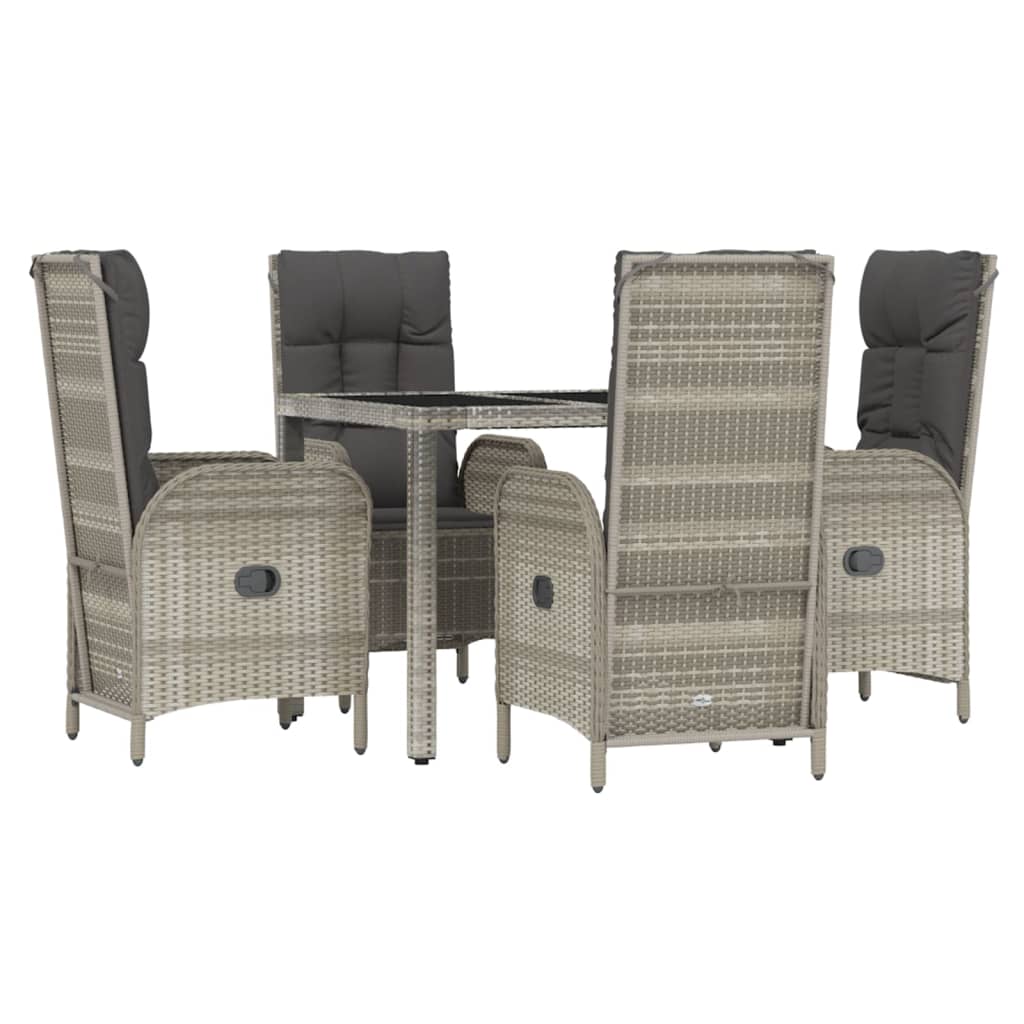 Set da Pranzo da Giardino 5 pz con Cuscini in Polyrattan Grigio - homemem39