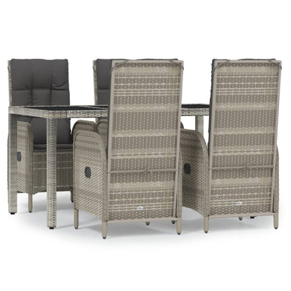 Set da Pranzo da Giardino 5 pz con Cuscini in Polyrattan Grigio | homemem39